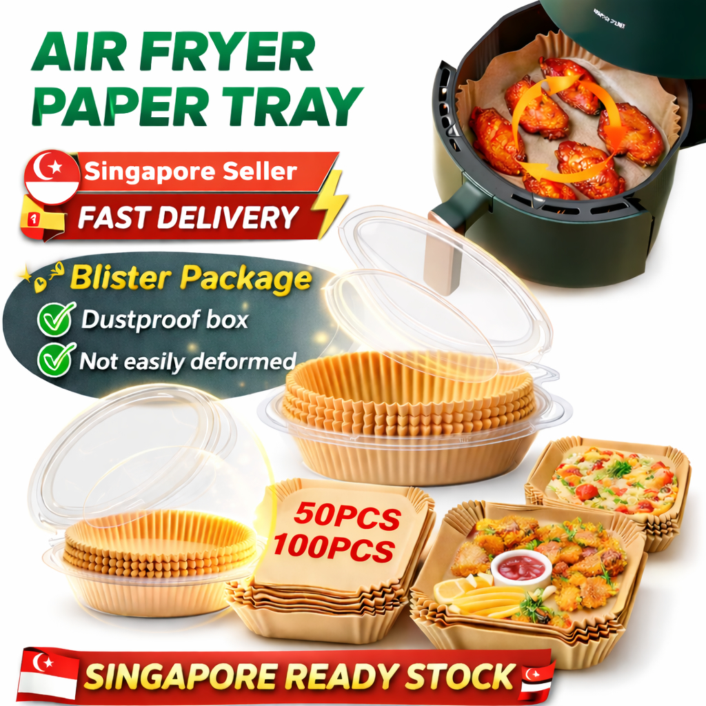 SG Stock | 100/50Pcs Air Fryer Disposable Paper Liners |  Non-Stick Parchment Paper for Air Fryer | 
