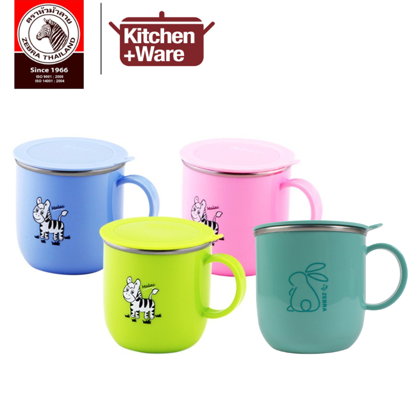 Zebra 250ml Kiddy Cup พร้อมฝาปิดสแตนเลส D7cm / แก้วเก็บความเย็นความร้อนปลอดภัยสําหรับเด็ก / เครื่องด