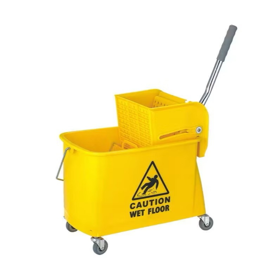{ผู้ขาย SG} 20L Clean Mop Bucket Double Barrel Hotel Squeeze Mop Bucket Wringer Hand / Local In-Stoc