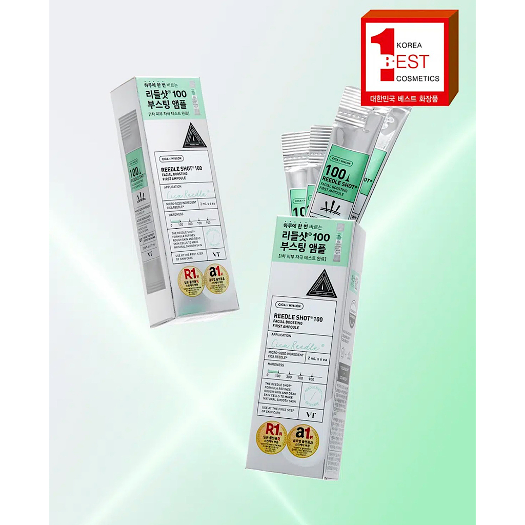VT Reedle Shot 100 Facial Boosting First Ampoule 2ml x 6ea Cica Micro Needle Skin Booster สกินแคร์เก