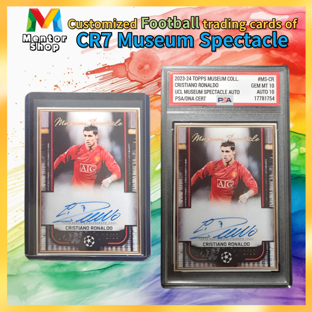 [ร้านเมนเตอร์] ✨ Cristiano Ronaldo CR7 Museum Spectacle Custom Facsimile ลายเซ็นการ์ดฟุตบอล Trading Card PSA สไตล์ Graded Slab Toploader ของขวัญสะสม ✨