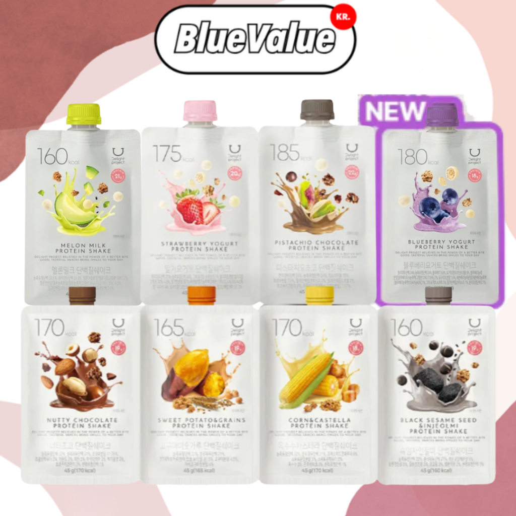 [Olive Young] Delight Project 45g Protein Shake เครื่องดื่มชนิดผงผสม – 6 รสชาติ