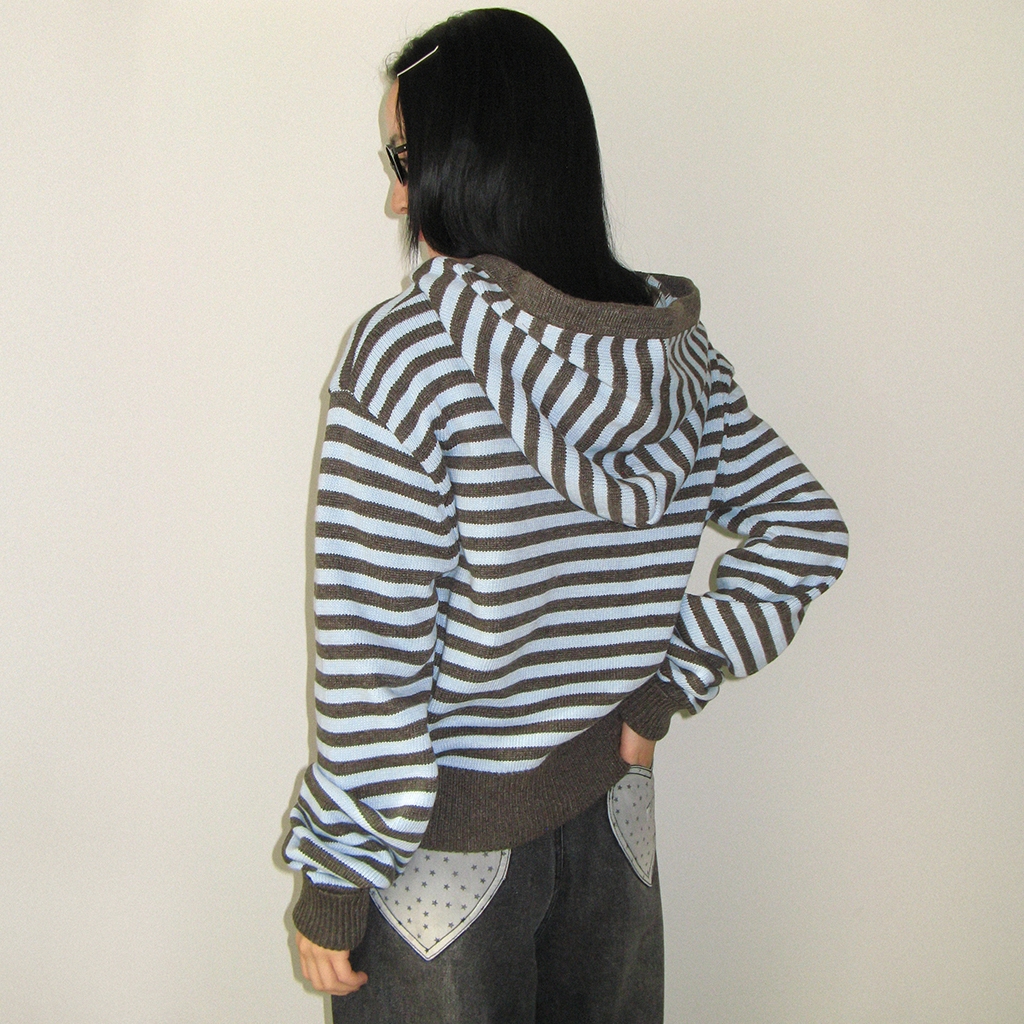 [RONRON] Mini Pocket Hooded Knit Cardigan  / 2colors ราคา ถูกที่สุด ดีลบีเคเค แกลเลอรีภาพที่ 4
