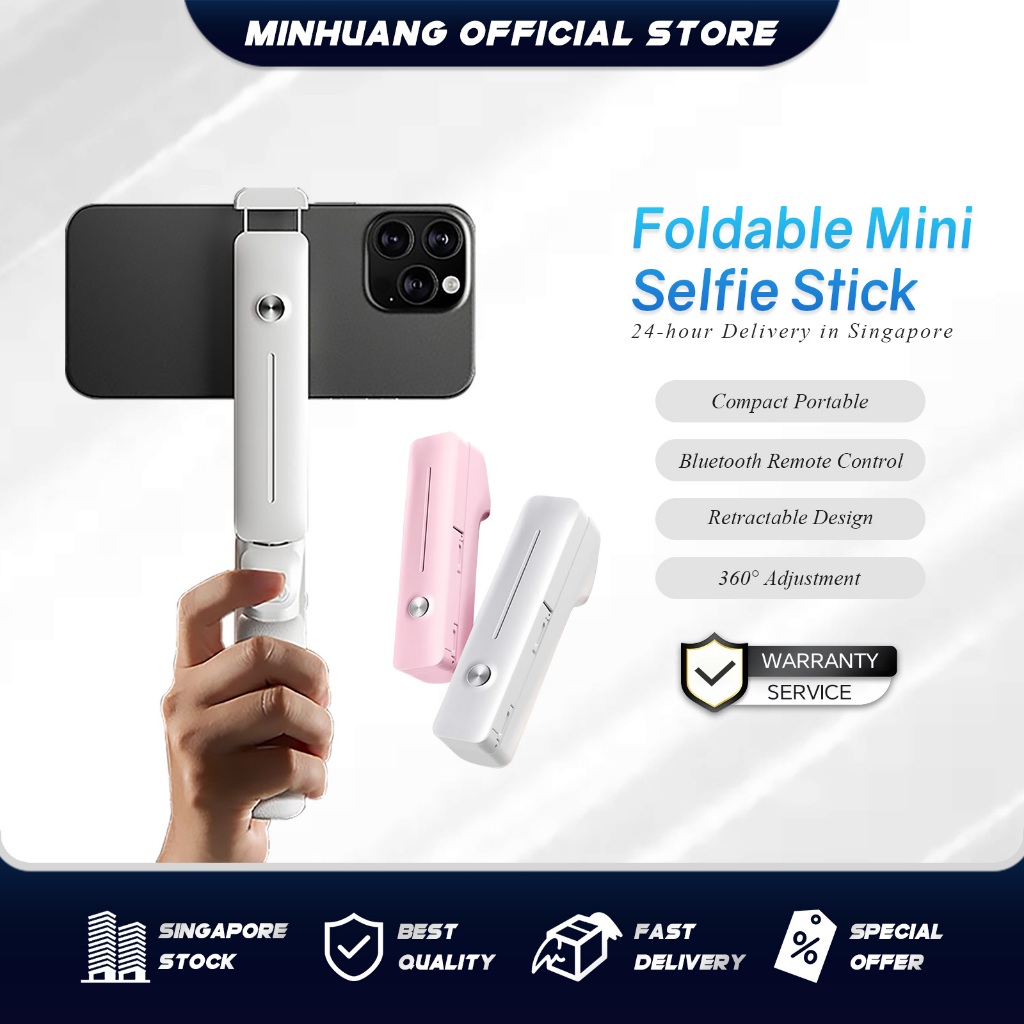 MINHUANGMini Selfie Stick บลูทูธขาตั้งกล้องระยะไกลวงเล็บแบบพับได้สําหรับโทรศัพท์มือถือสมาร์ทโฟนสําหร