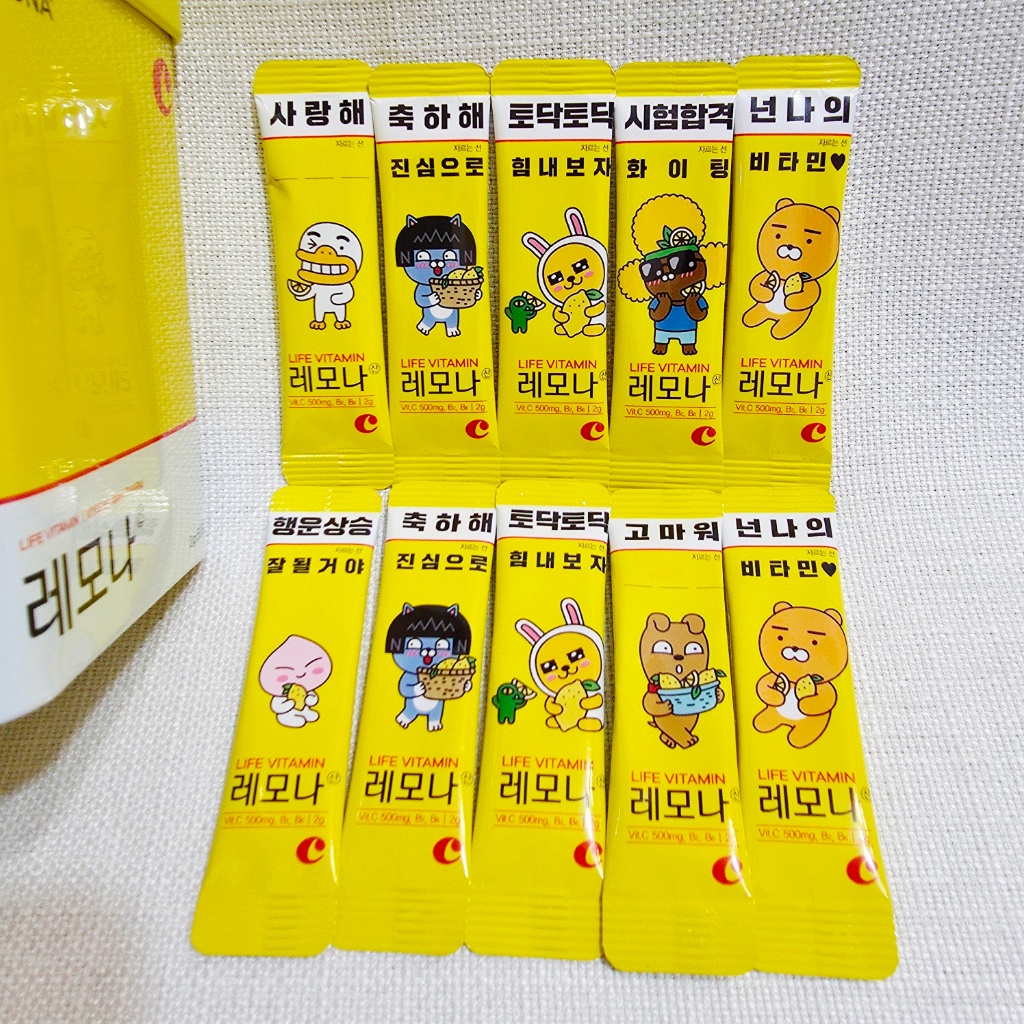 LEMONA x Kakao Friends Collab Vitamin C Powder 10 แท่ง | ของขวัญตัวอักษรเกาหลี