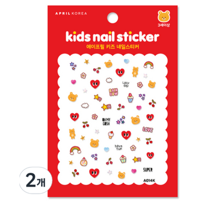 AprilNail Kids Nail Sticker (A014K) Heart Eyes-Eyes 2 ชิ้นชุด