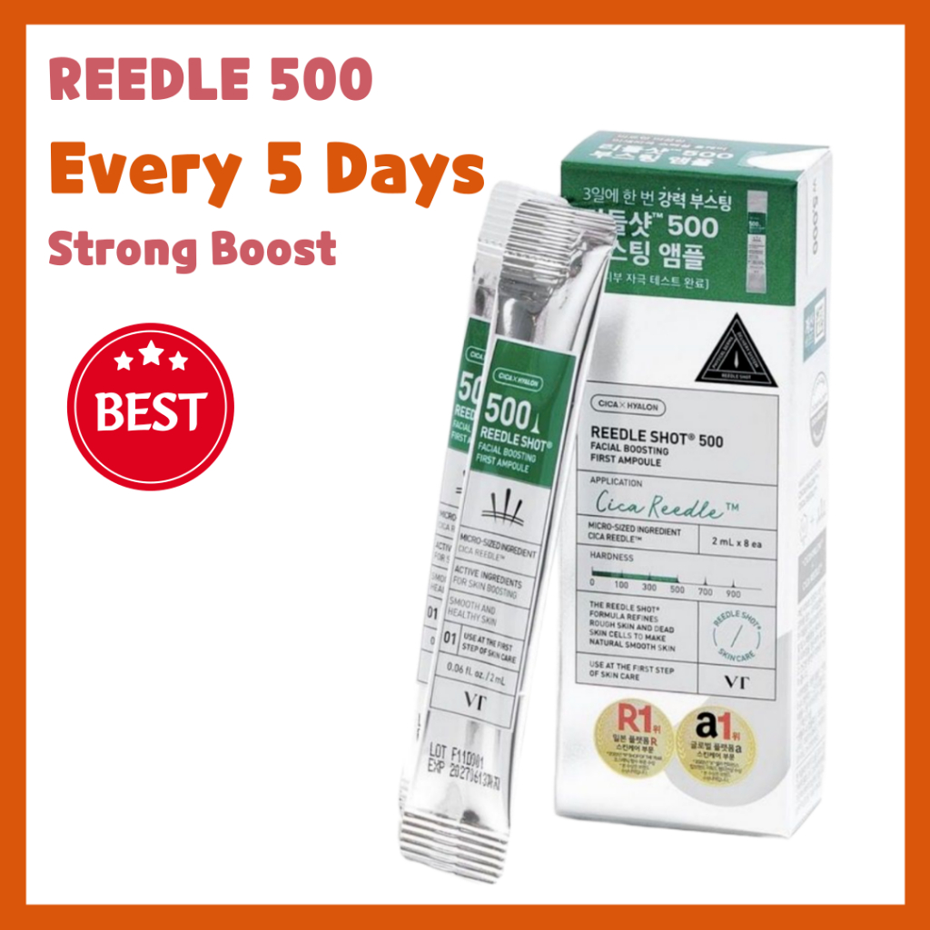 VT Reedle Shot 500 Facial Boosting Ampoule 2ml x 8ea Cica Micro Needle Intensive Skin Booster Korea 