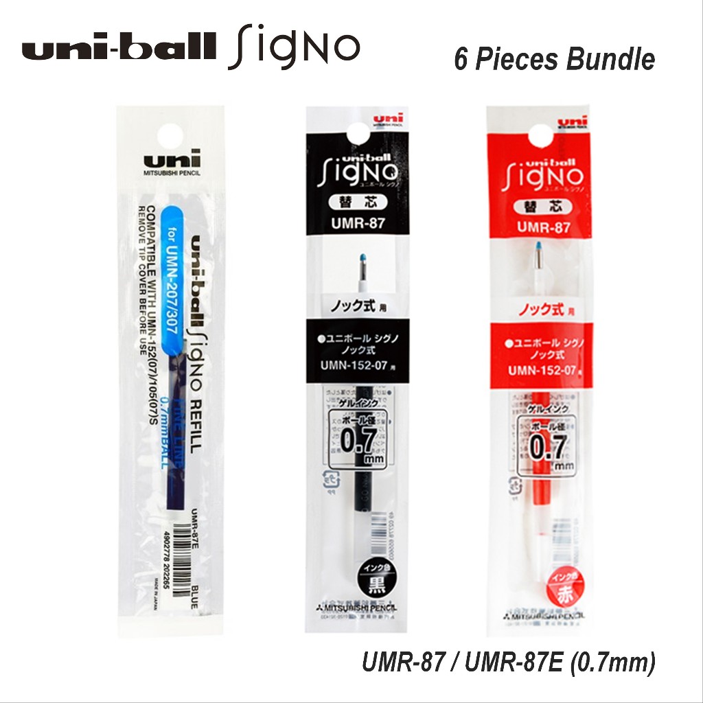 Uni-ball Signo Pen Refill 0.7mm UMR-87 / UMR-87E สําหรับ UMN-207 / UMN-307 (มัด 6 ชิ้น)