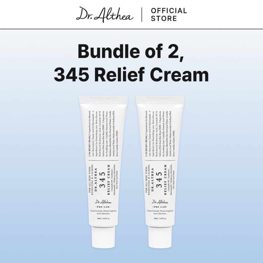 [มัด 2] Dr.Althea 345 Relief Cream 15ml/50ml | มอยเจอร์ไรเซอร์บํารุงผิวหน้า ผ่อนคลาย ให้ความชุ่มชื่น – โปรปัง