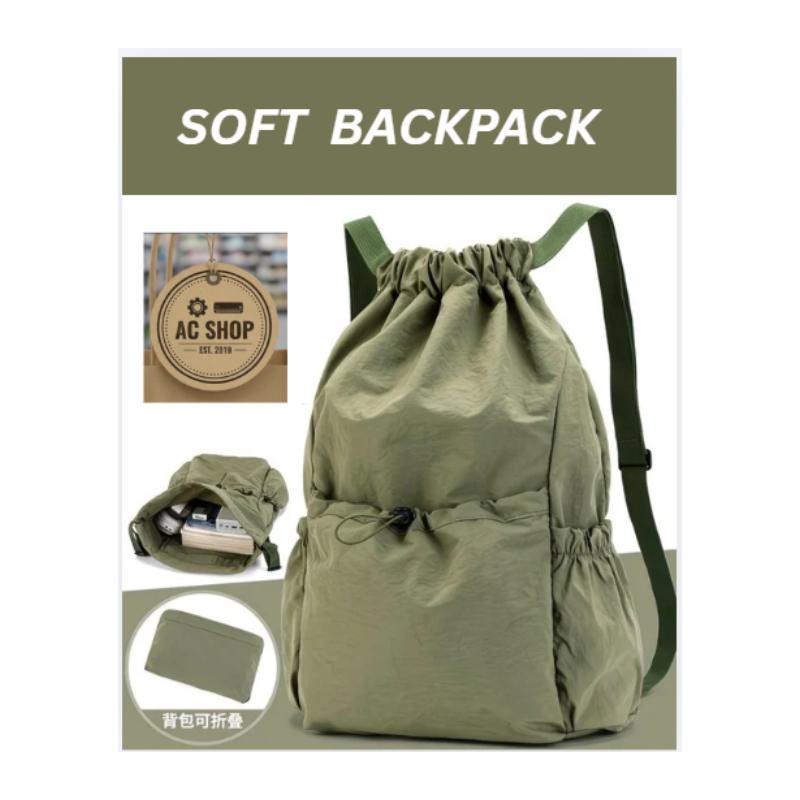 AC SHOP Soft Backpack วัสดุไนลอน แฟชั่นล่าสุด น้ําหนักเบา พับได้ กันน้ํา BP2