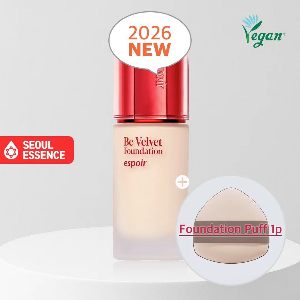 ESPOIR Be Velvet Foundation 30g (10 สี) SPF22 PA++ - 72hr Long-Wear, รองพื้นสีรูขุมขน