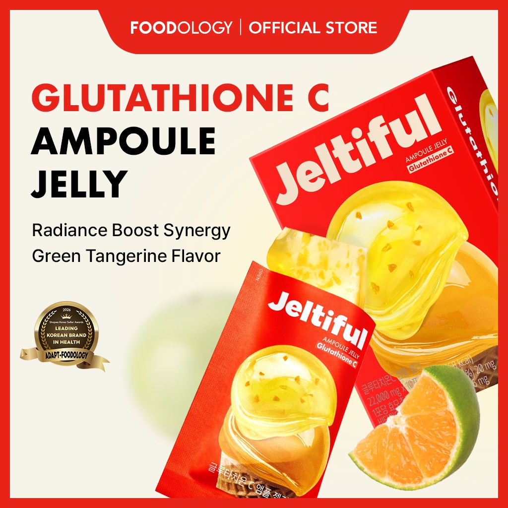[FOODOLOGY Official] [เดี่ยว] Jeltiful Glutathione C Ampoule Jelly 22g x 10 ซอง | ฤทธิ์หลายเส้น สังเคราะห์ | Glutathione + Vitamin C + Niacinamide + Retinol l Green Tangine fla