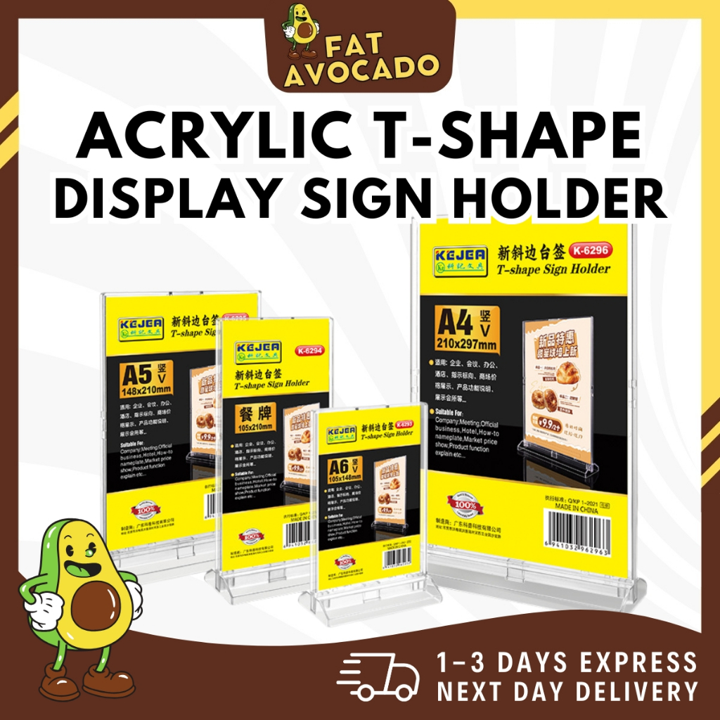 ราคาที่ดีที่สุดใน SG อะคริลิค T-Shaped Display Sign Holder สําหรับ A4 / A5 / A6 กระดาษโปร่งใส Displa