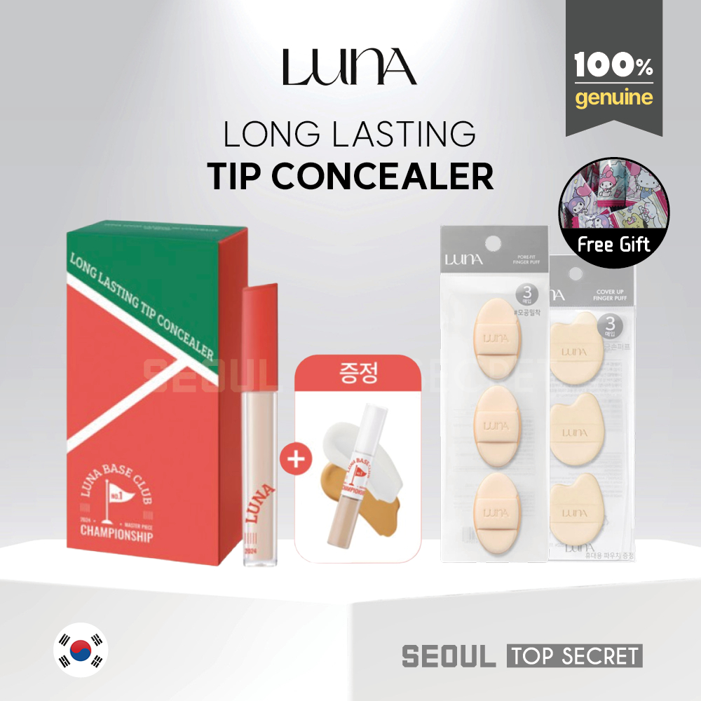 [LUNA] Long Lasting Tip Concealer + Multi Tone Dual Concealer Finger Puff (Pore Fit, Cover Up)