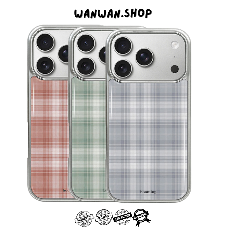 【Korean Selection】เคส iPhone Booming สำหรับ iPhone 17 / 17 Pro / 17 Pro Max | ลายสก็อต