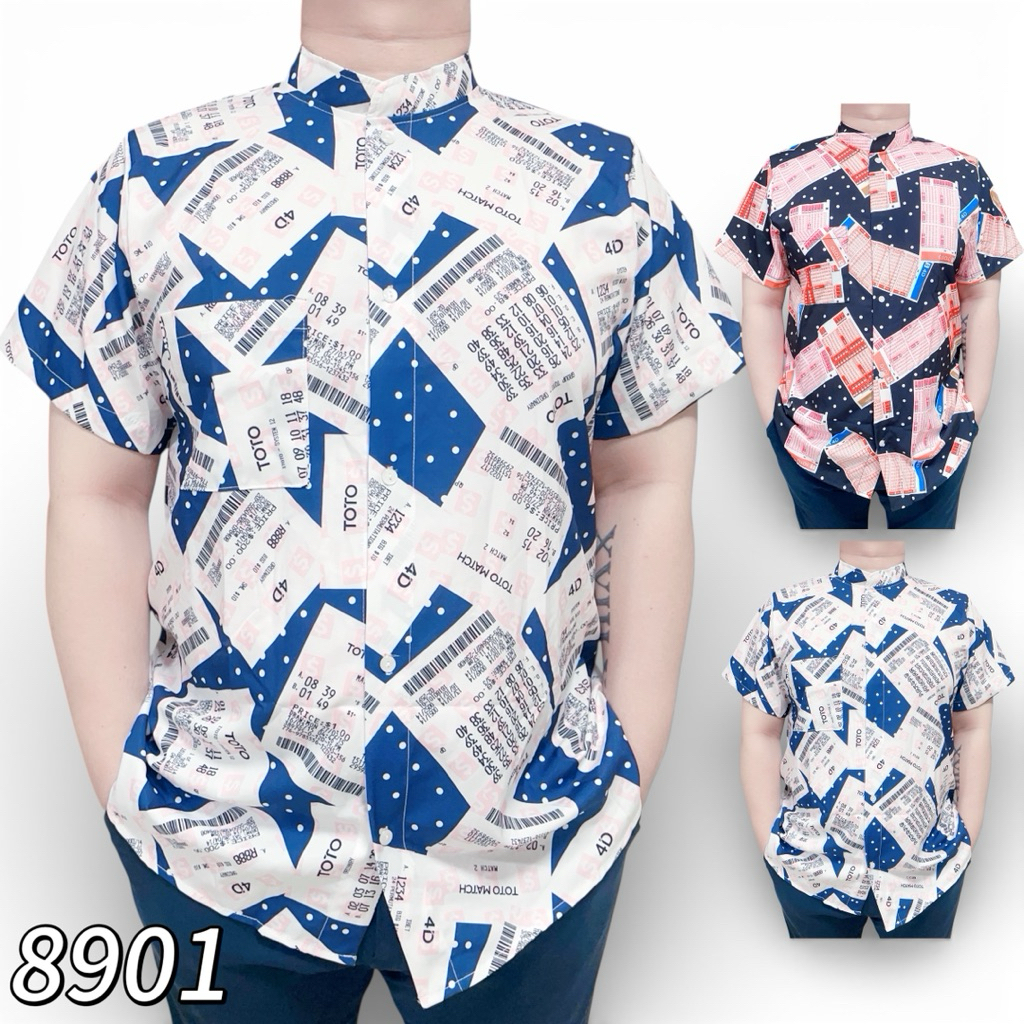 เสื้อเชิ้ตผู้ชาย 4D TOTO พิมพ์ลาย กระเป๋าหน้า (8901)