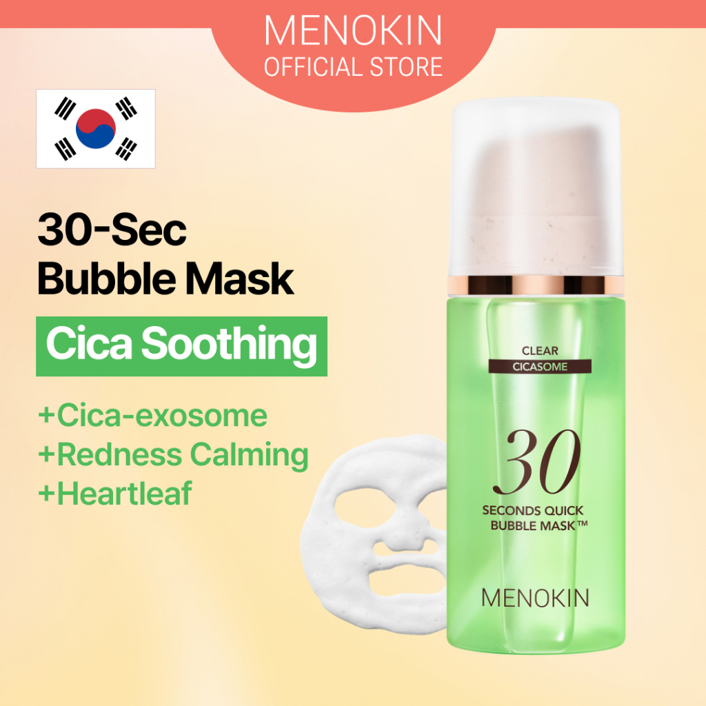 [MENOKIN] 30-Sec Bubble Mask มาสก์ฟอง30วิ 95ml (CLEAR) Cica-Exosome, Redness Calm Soothing Face Mask