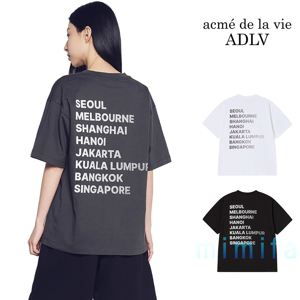 เสื้อยืดตัวใหญ่ Acme de la Vie Effect ฝุ่นเบลอร์ สีดำ