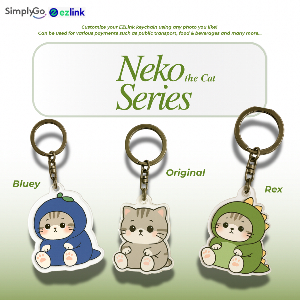 EZLink/SiplyGo Charm Neko the Cat พวงกุญแจ -