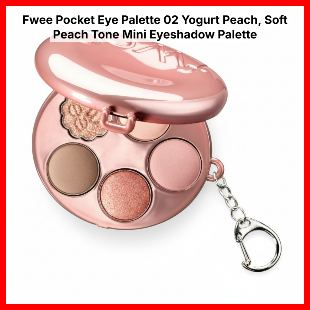 Fwee Pocket Eye Palette 02 Yogurt Peach, Soft Peach Tone Mini Eyeshadow Palette