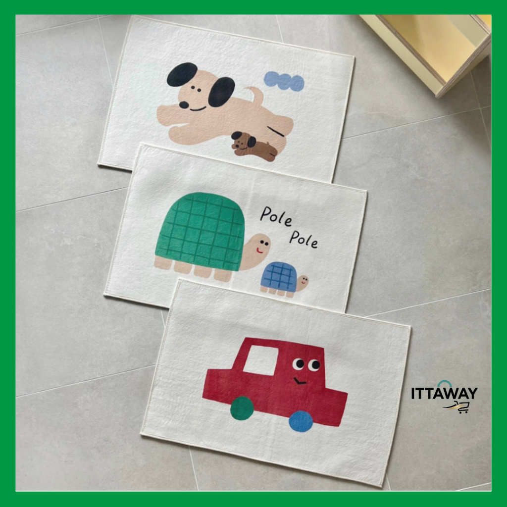 [SOYOPLANET] Aesthetic Square Mini Rug 79cm x 52cm - เสื่อไมโครไฟเบอร์แบบนุ่มกันลื่นข้างเตียงและตกแต