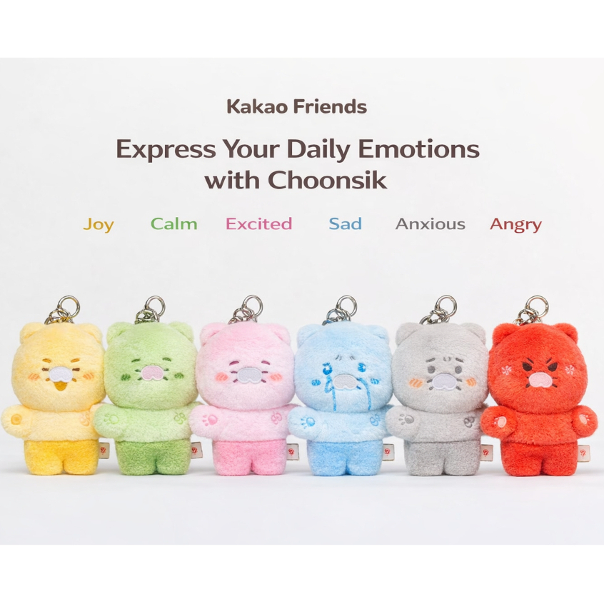 Kakao Friends พวงกุญแจตุ๊กตา Choonsik Emotion – Joy / Calm / Fluttering / Sad / Anxious / Angry