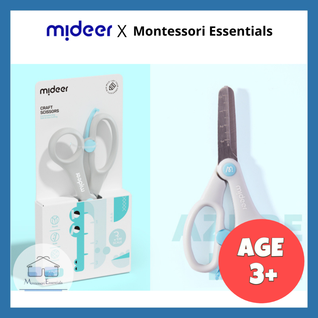 (สีน้ําเงิน) Mideer Craft Safety Scissors - Children Kid Fun Activity เครื่องเขียน Art and Craft Pre