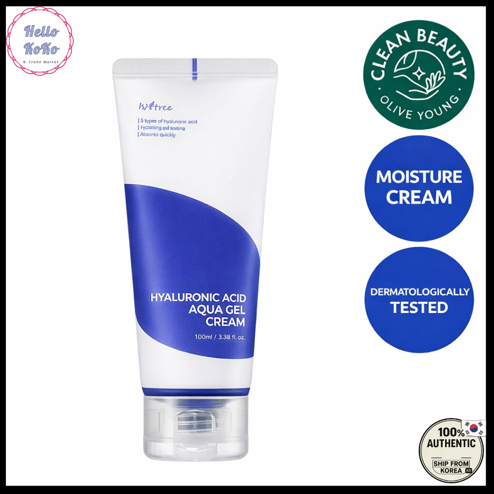 Isntree Hyaluronic Acid Aqua Gel Cream 100ml Deep Hydrating Moisturizer สําหรับผิวมันผสม K-Beauty