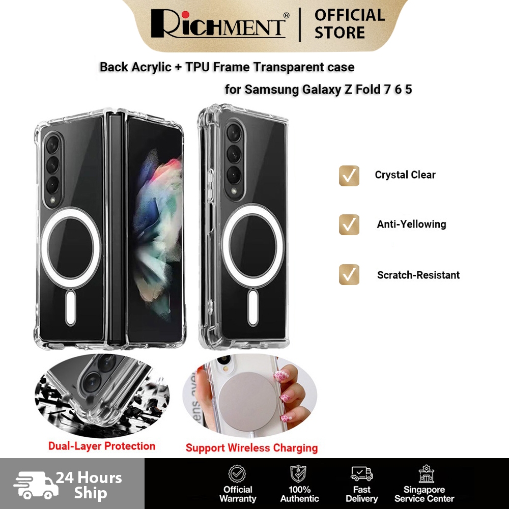 สําหรับ Samsung Galaxy Z Fold 7 Clear Case Fold7 โปร่งใสกันกระแทกแม่เหล็ก Slim ฝาครอบป้องกัน Flip 7 
