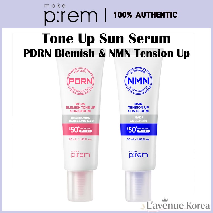 [MAKE PREM] PDRN Blemish Sun Serum & NMN Tension Up Sun Serum 50ml ทํา p:rem