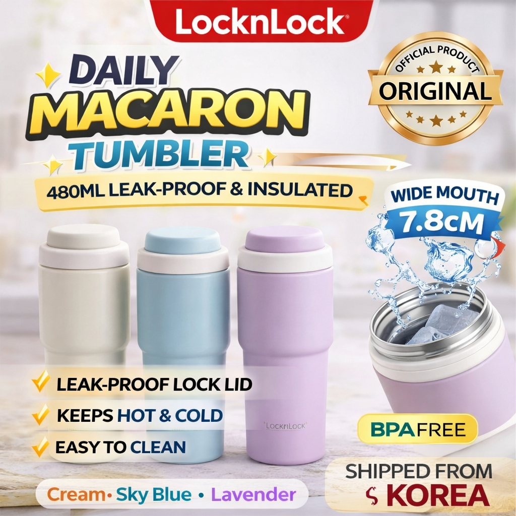 [LocknLock Official] Daily Macaron Tumbler 480ml ขวดฉนวนปากกว้างป้องกันการรั่วชากาแฟแก้วเดินทาง