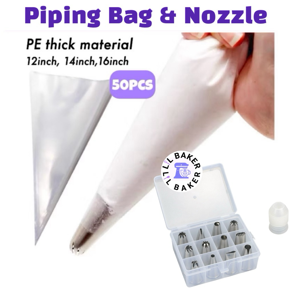 [LIL BAKER] 50PCS PIPING BAG PASTRY NOZZLE BAG DECORATING ICING CAKECREAM BUTTER BAG