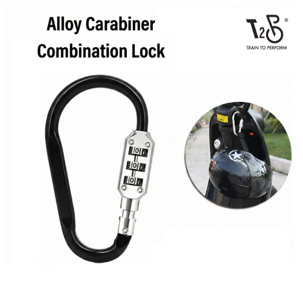T2P Heavy-Duty Alloy Carabiner Combination Lock 3-Digit Keyless Security Helmets, เป้สะพายหลังและเกี