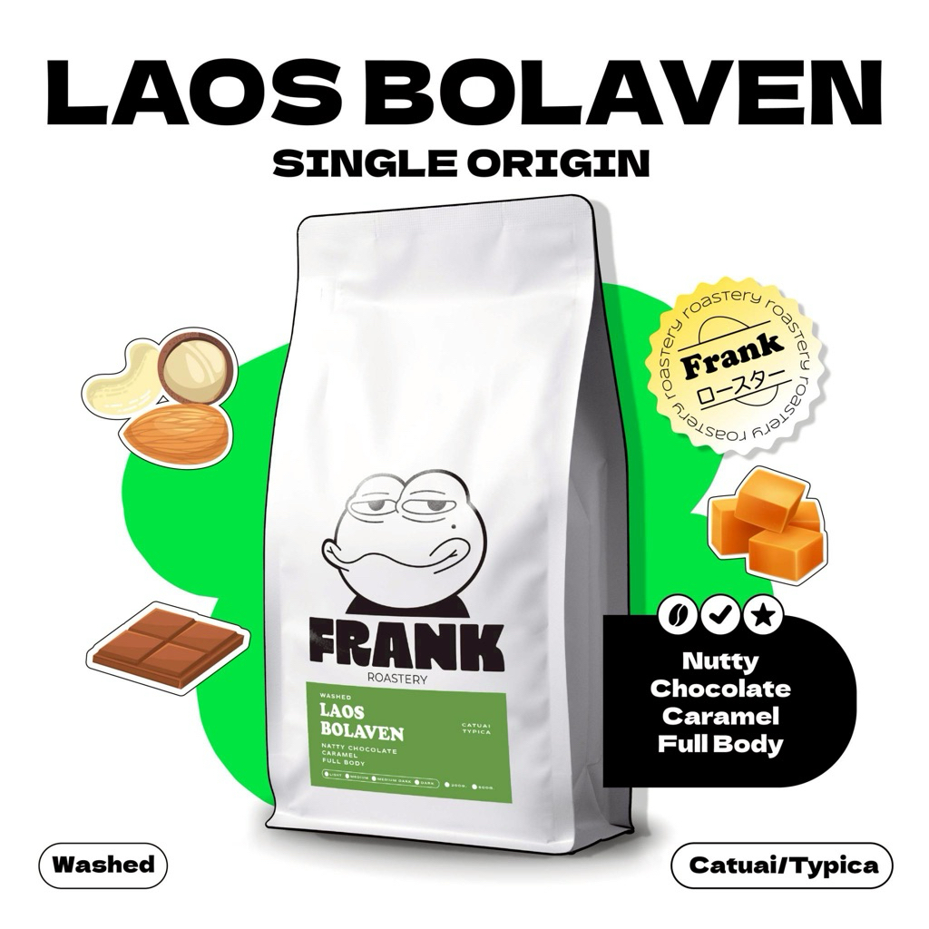 Frank's | เมล็ดกาแฟ อราบิก้าแท้ 100% ลาวโบลาเวน LAOS BOLAVEN เกรดพรีเมี่ยม 200g./500g./1kg.