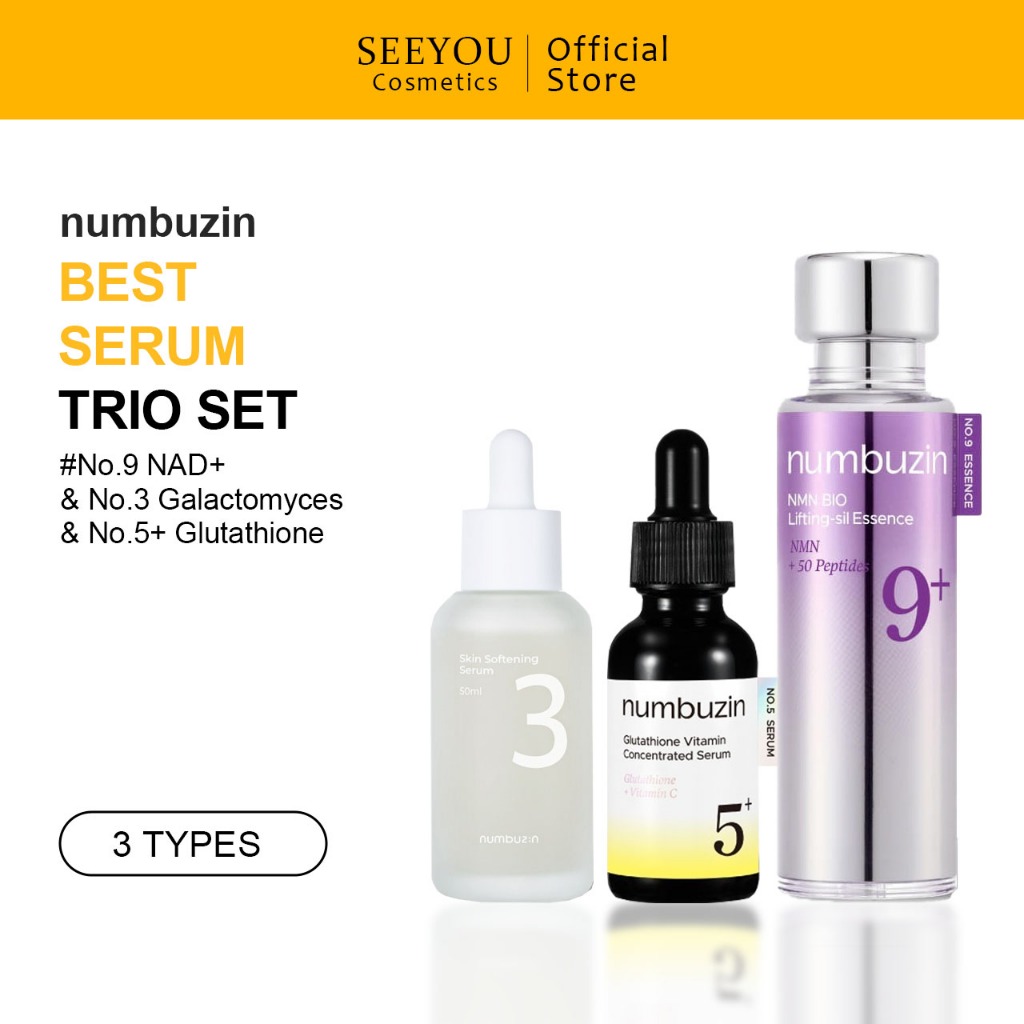 numbuzin Best Serum Trio Set (No.3 Serum + No.5+ Glutathione + No.9 NAD+) ชา