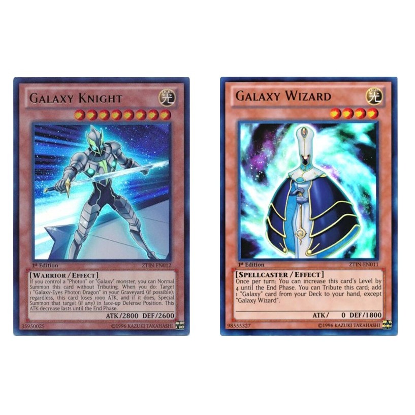 การ์ด Yugioh ภาษาอังกฤษ Galaxy Knight - ZTIN-EN012 UR /Galaxy Wizard - ZTIN-EN011 UR [ รุ่นที่ 1 ]
