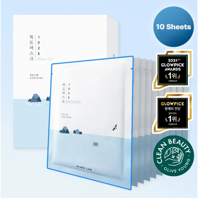 Round Lab 1025 Dokdo Water Gel Mask 10 แผ่น Cooling Hydration & Soothing