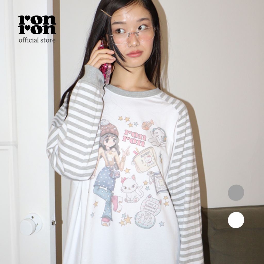 [RONRON] Cosmic Cat Girl Raglan Long Sleeve / 2colors