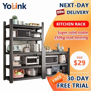 【Next-Day Delivery】Heavy Duty Metal Kitchen Rack Height Adjustable Boltless Storage Shelf Movable Rack For Home Kitchen