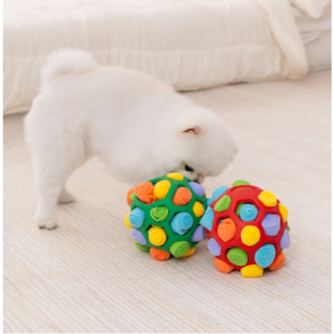 [Lito] Dog Nosework Treat Ball – TPR Soccer Ball Interactive Dog Toy & IQ Training Toy