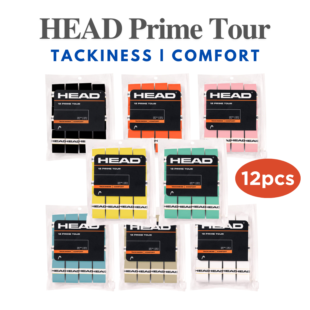 กริปโอเวอร์ HEAD Prime Tour แพ็ก 12 ชิ้น ｜ หนึบ นุ่มสบาย ｜ สำหรับเทนนิส / แบดมินตัน / สควอช