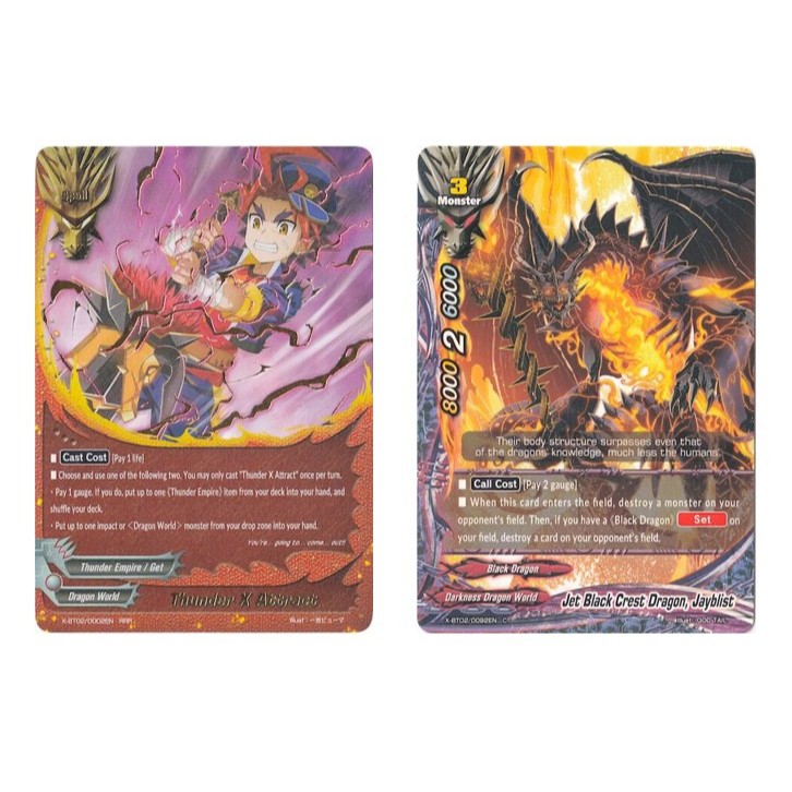 ภาษาอังกฤษ Buddyfight Thunder X ดึงดูด X-BT02/0002EN RRR/Jet Black Crest Dragon, Jyblist X-BT02/0092