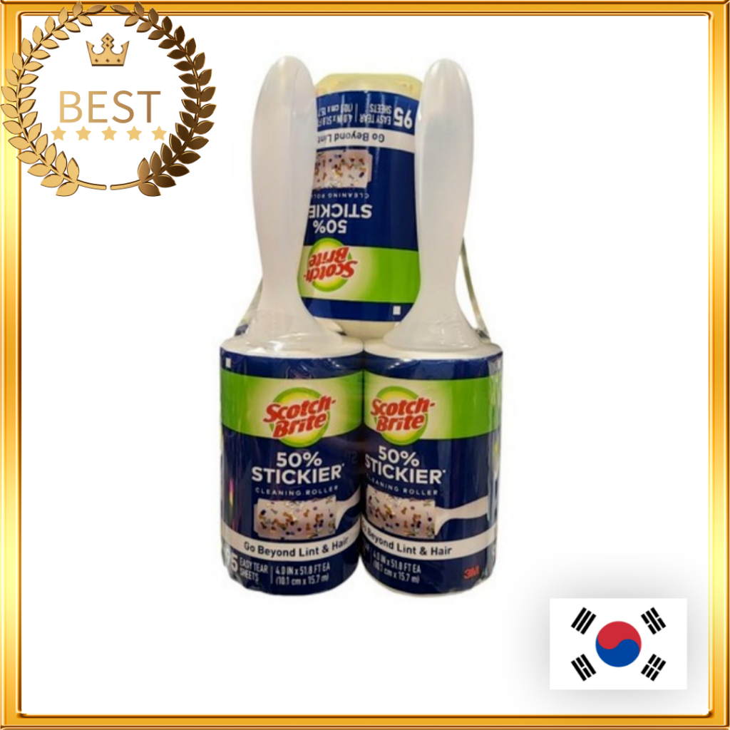 SCOTCH BRITE [สก๊อตไบร์ท] ลูกกลิ้งผ้าสําลี 95 แผ่น X 5 / น้ํายาทําความสะอาดเทป