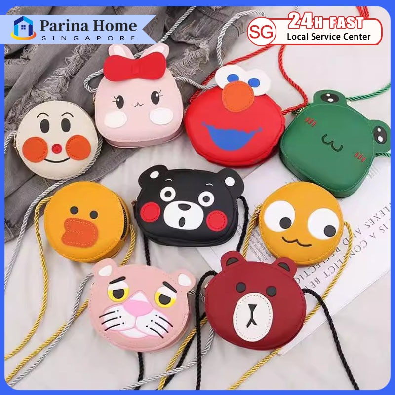 SG Cartoon Kids Sling Bag PU Leather Small Crossbody Bag Kids Handbag Wallets Bag Childrens