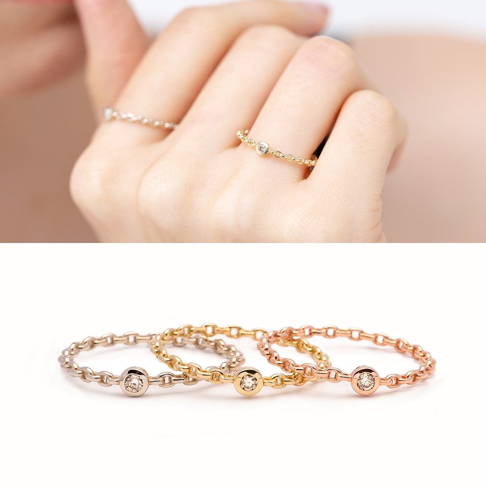 14k 18k gold diamond A+++ แหวนโซ่ ของขวัญ jewerly