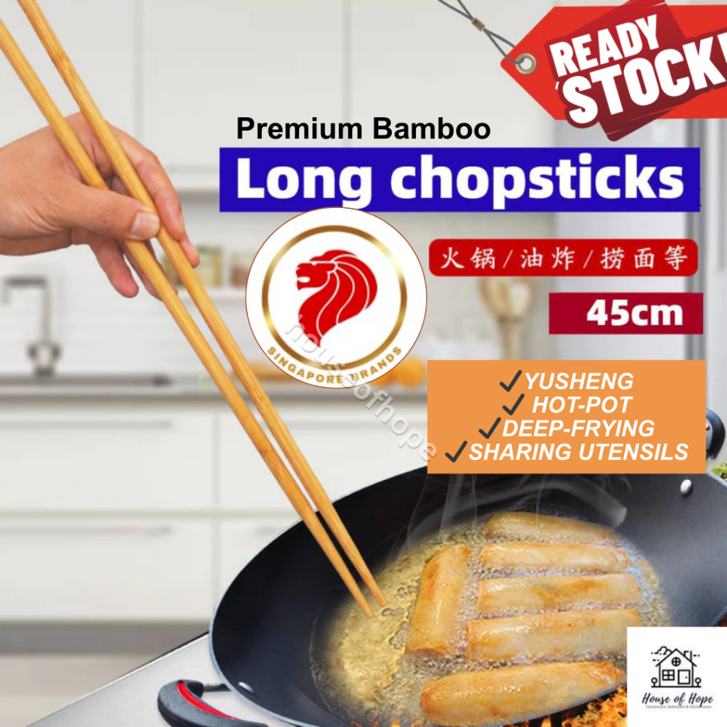 CNY 2026 พรีเมี่ยม 33 ซม./45 ซม.ยาวพิเศษ Yusheng ตะเกียบไม้ไผ่ตะเกียบไม้ทําอาหารทอด 长竹子