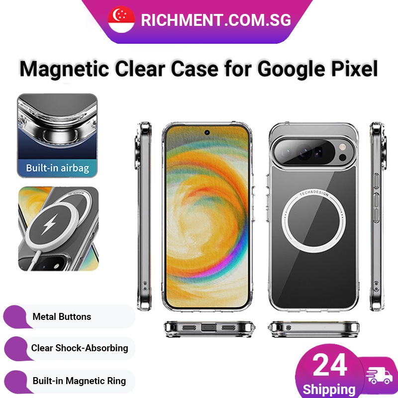 SG SELLER RICHMENT เคสใสแม่เหล็กสําหรับ Google Pixel 8/Pixel 8 Pro/Pixel 8A/Pixel 9/Pixel 9 Pro/Pix