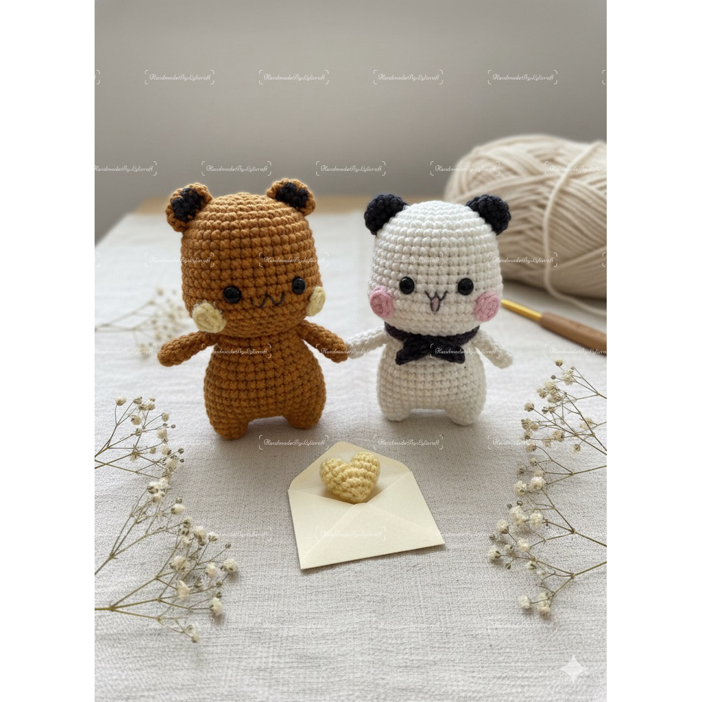 Bubu Dudu พวงกุญแจ พวงกุญแจคู่น่ารัก พวงกุญแจ amigrumi bu และ dudu คู่พวงกุญแจที่ไม่ซ้ํากัน