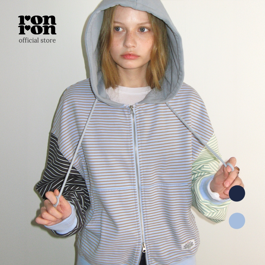 [RONRON] 3 Multi Stripe Hoodie Zip Up / 2colors – โปรปัง