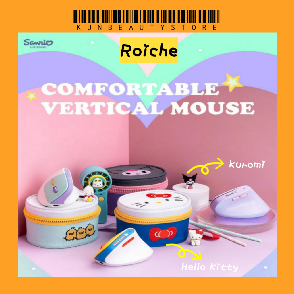 เมาส์ไร้สาย ROYCHE (Hello Kitty / Pouchako / Kuromi / Snoopy) เมาส์แนวตั้งตัวละครน่ารัก ดีไซน์สบายตามหลักสรีรศาสตร์ ดีไซน์น่ารัก สบายใจ คลิกเงียบ